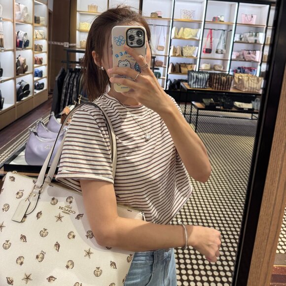 coach Gallery Tote Bag With Shell Print cbm12 - Picture 6 of 9